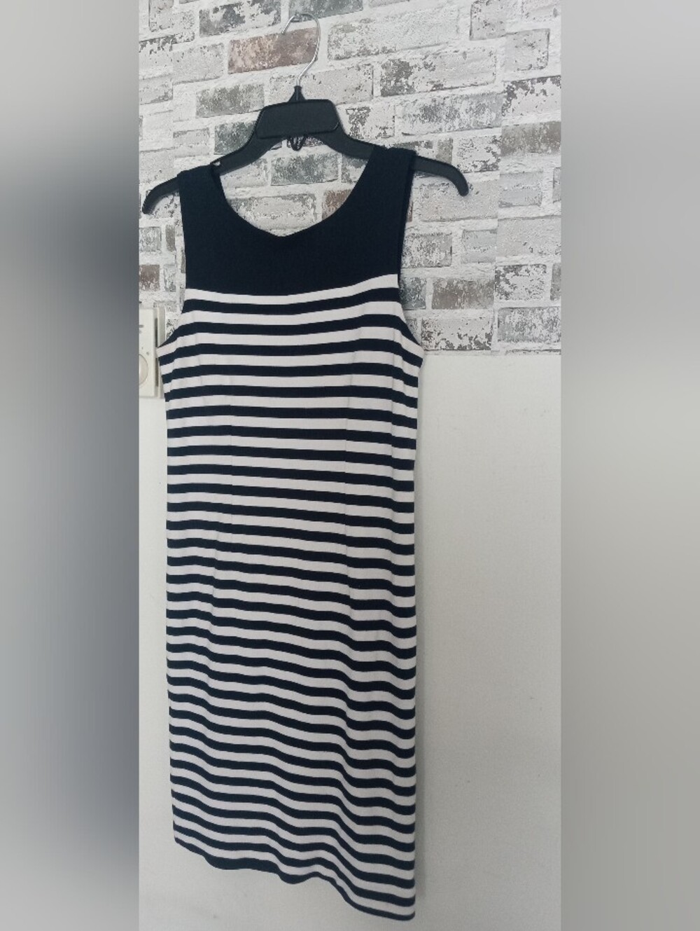 Banana Republic Navy and White Striped Midi Sheath Dress - Picture 2 of 6